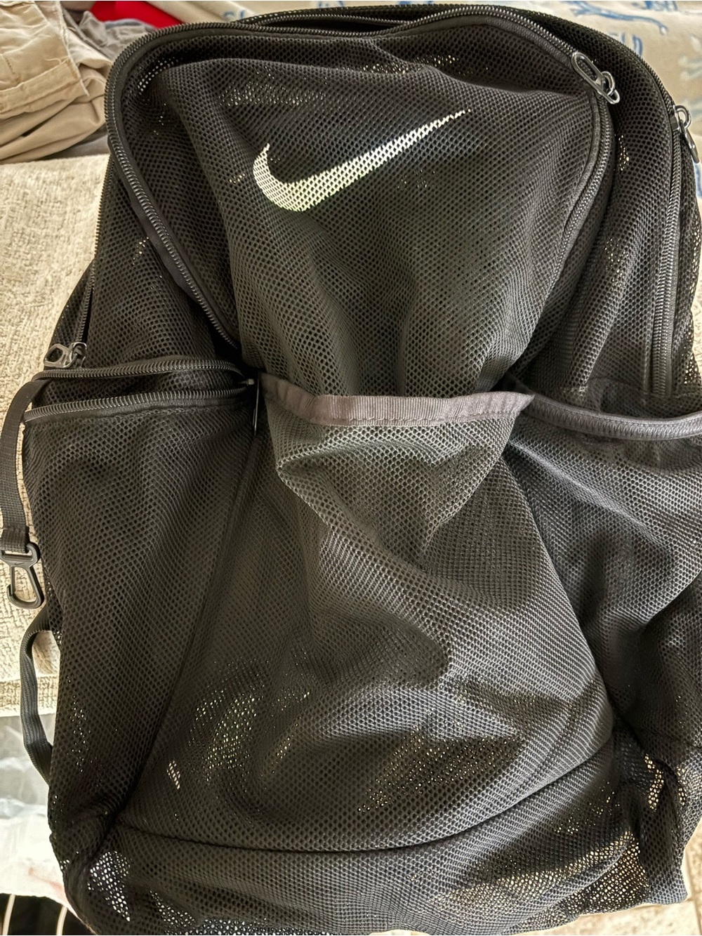 Nike Black Mesh Backpack with White Swoosh - Men